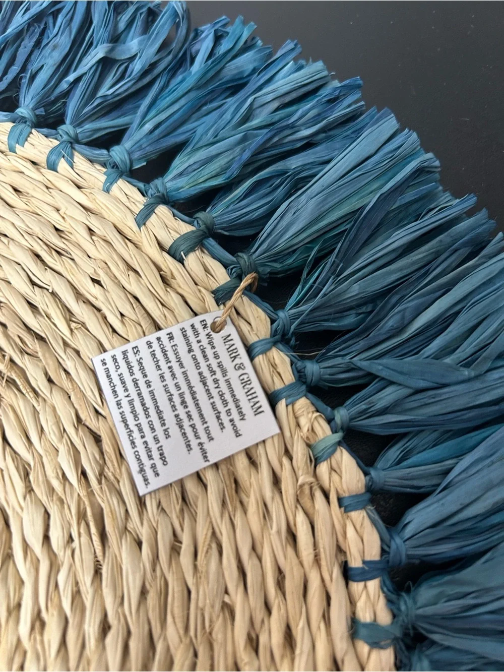 Marc& Graham raffia fringe chargers
